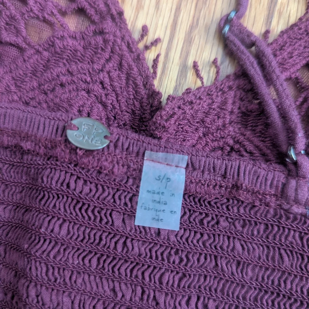 Free People Ilektra Bralette Burgundy Small NWOT